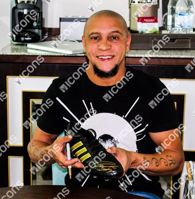 Icons Roberto Carlos Signed Black And Gold Adidas Gloro Boot