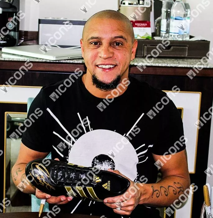 Icons Roberto Carlos Signed Black And Gold Adidas Gloro Boot