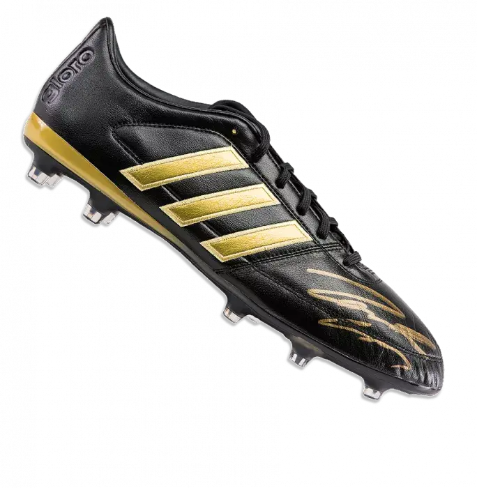 icons Roberto Carlos Signed Black and Gold Adidas Gloro Boot