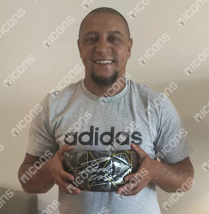 Icons Roberto Carlos Signed Black & Gold UEFA Champions League Football