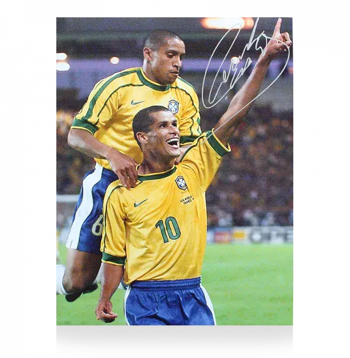 icons Roberto Carlos Signed Brazil Photo: Celebrating With Rivaldo