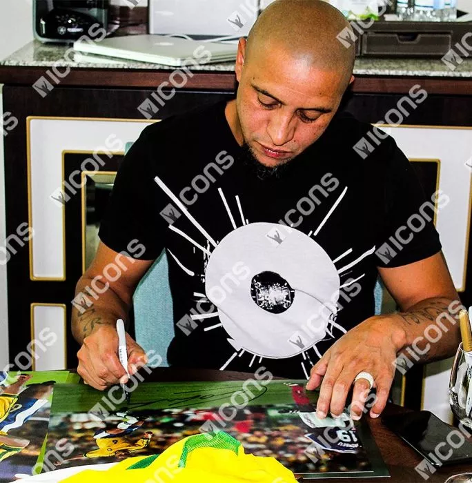 Icons Roberto Carlos Signed Brazil Photo: Free-Kick Master