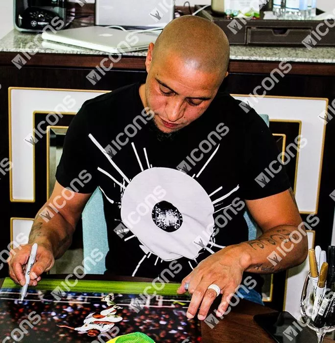 Icons Roberto Carlos Signed Real Madrid Photo: Free-Kick Master