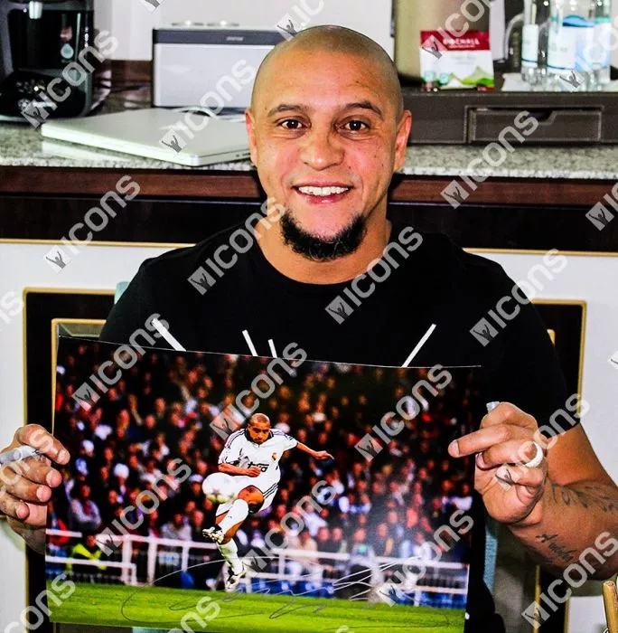 Icons Roberto Carlos Signed Real Madrid Photo: Free-Kick Master
