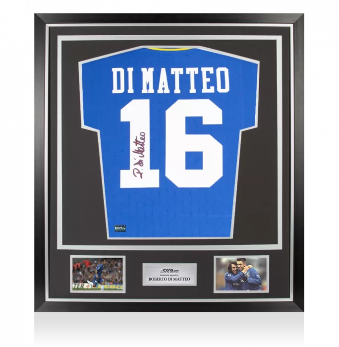 icons Roberto Di Matteo Back Signed Chelsea 1997-98 Home Shirt In Classic Frame