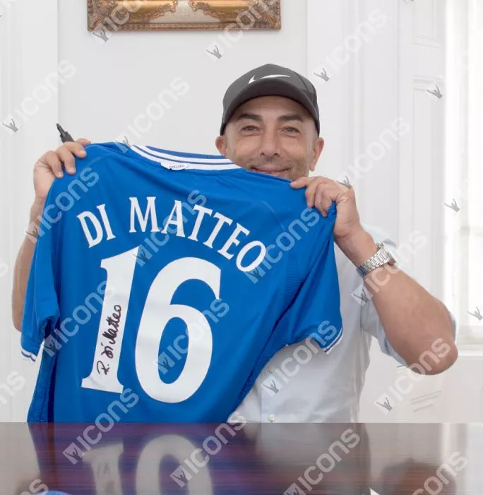 Icons Roberto Di Matteo Official Chelsea FC Signed And Framed 2000-01 Home Shirt