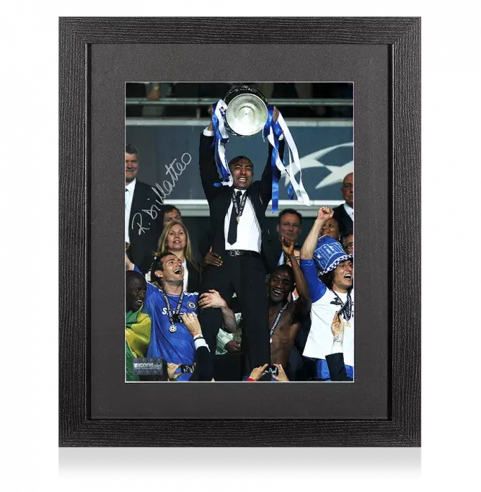 Icons Roberto Di Matteo Signed Chelsea Photo In Black Wooden Frame: 2012 UEFA Champions League Winner
