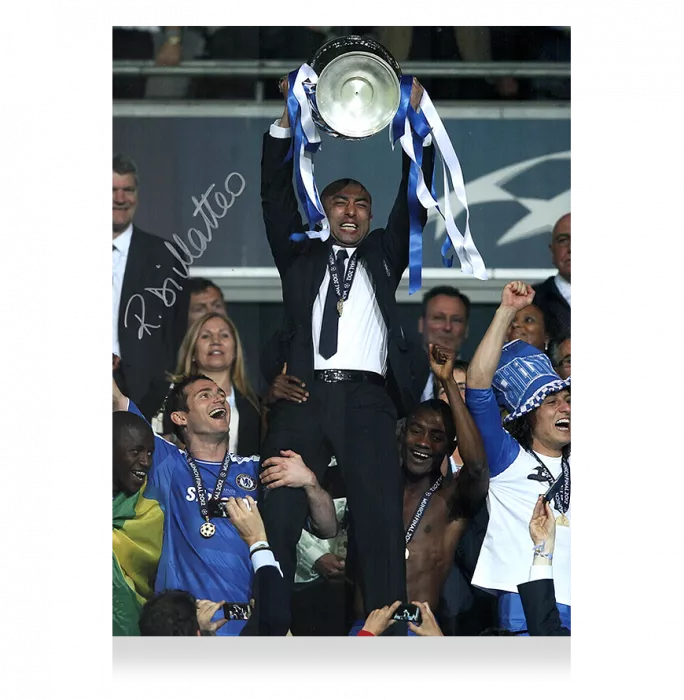 Icons Roberto Di Matteo Signed Chelsea Photo In Premium Photo Frame: 2012 UEFA Champions League Winner