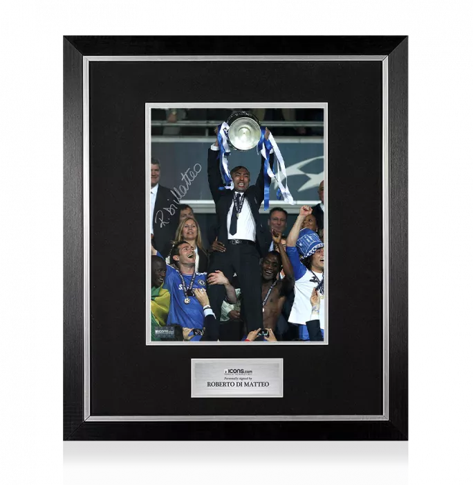 icons Roberto Di Matteo Signed Chelsea Photo In Premium Photo Frame: 2012 UEFA Champions League Winner