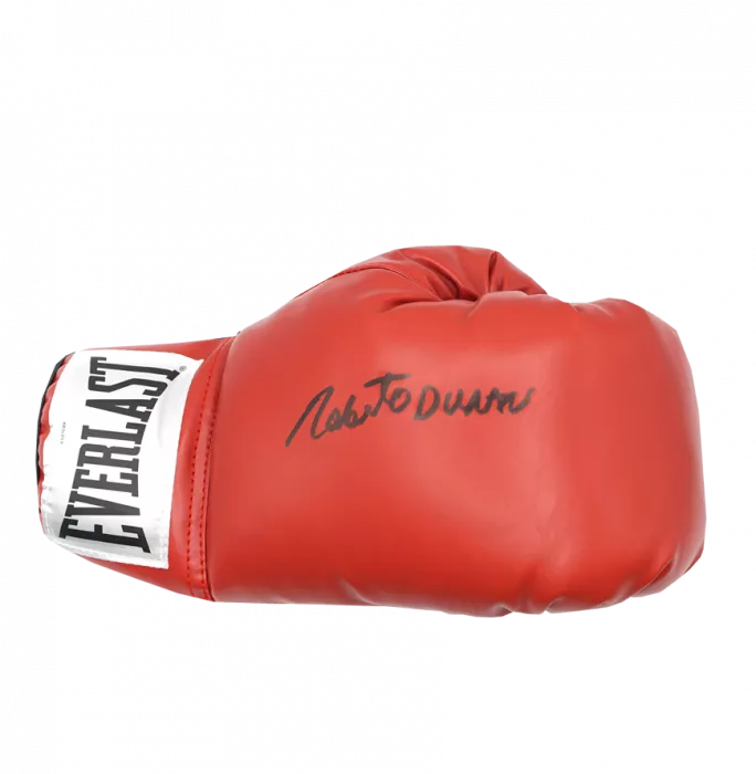 Icons Roberto Duran Signed Everlast Red Boxing Glove In Bubble Frame: Option 1