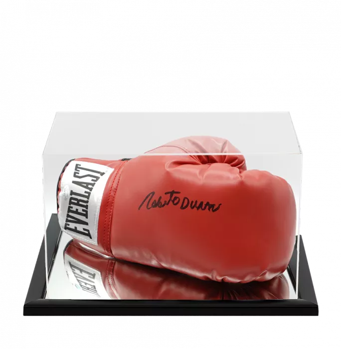 Icons Roberto Duran Signed Everlast Red Boxing Glove In Acrylic Case