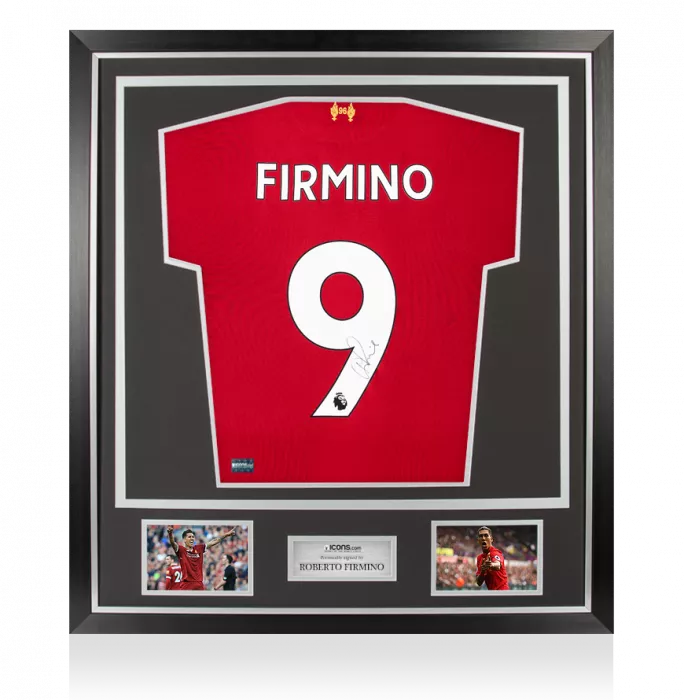 Icons Roberto Firmino Back Signed Liverpool 2017-18 Home Shirt In Classic Frame