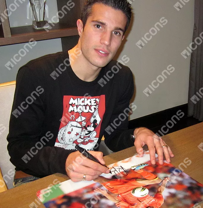 Icons Robin Van Persie Signed Netherlands Photo In Black Wooden Frame: Master Of The Ball