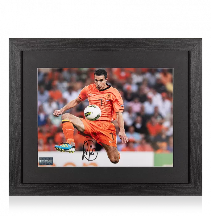icons Robin van Persie Signed Netherlands Photo In Black Wooden Frame: Master of the Ball