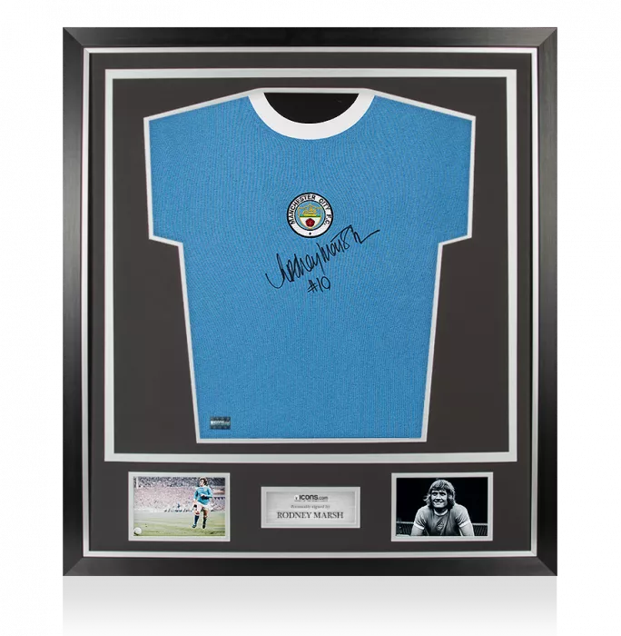 icons Rodney Marsh Front Signed 1972 Manchester City Home Shirt In Classic Frame