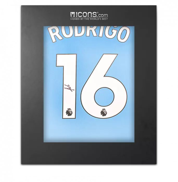 icons Rodri Back Signed Manchester City 2023-24 Home Shirt In Deluxe Packaging
