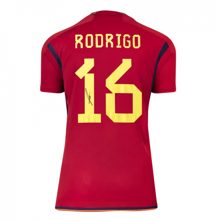 Icons Rodri Official 2022 FIFA World Cup™ Back Signed And Hero Framed Spain 2022-23 Home Shirt