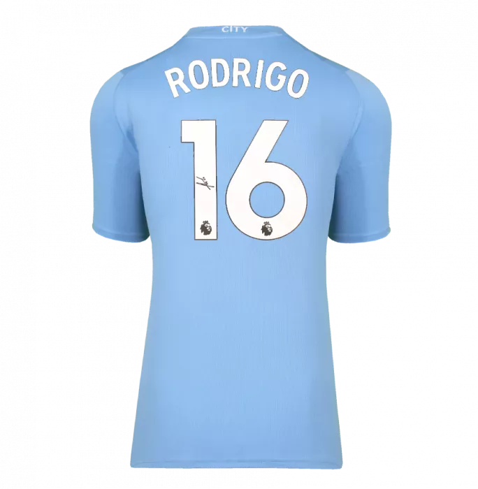 Icons Rodri Official UEFA Champions League Back Signed And Framed Manchester City 2023-24 Home Shirt