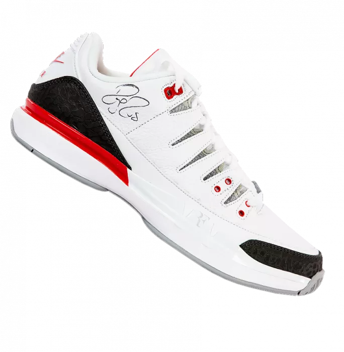 Icons Roger Federer Signed Nike Zoom Vapor RF X Air Jordan 3 Tennis Shoe In Acrylic Case