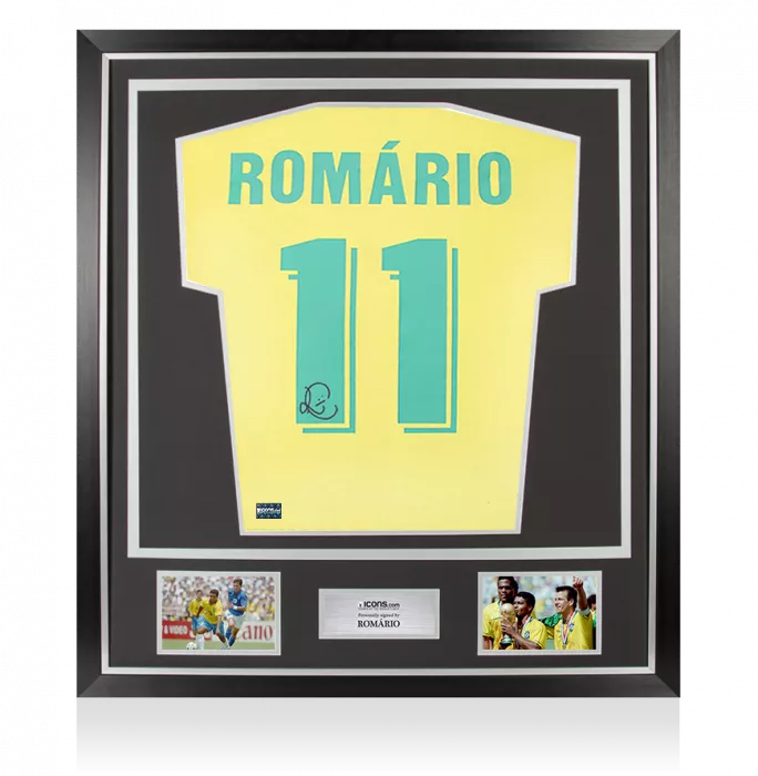 icons Romario Back Signed Brazil 1970 Retro T-Shirt In Classic Frame