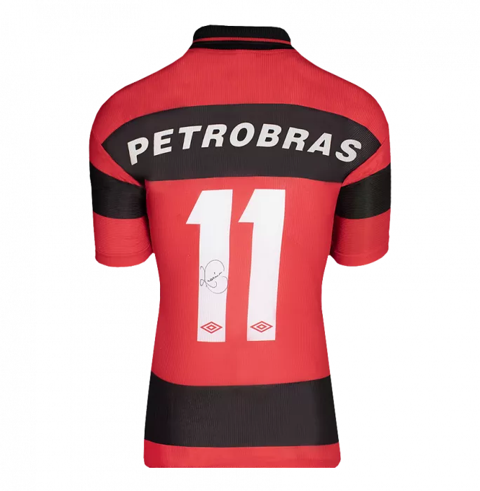 Icons Romario Back Signed CR Flamengo 1999 Home Shirt In Classic Frame