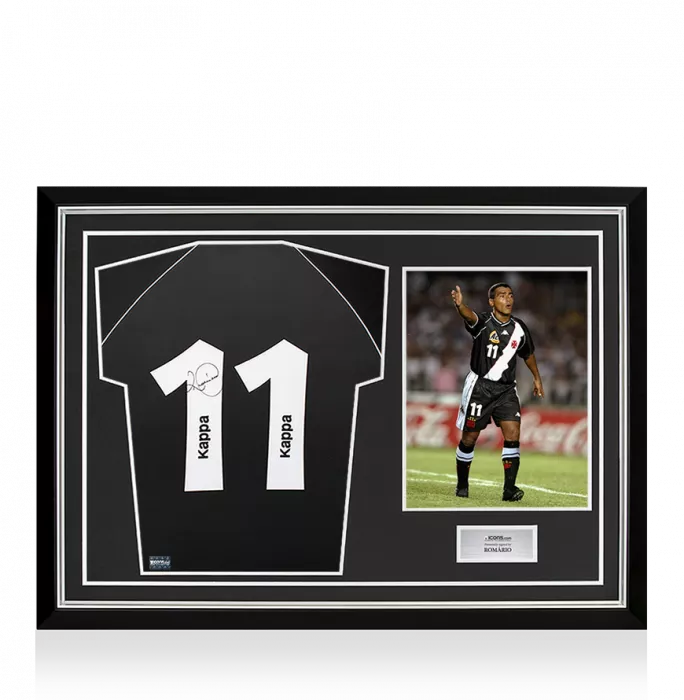 icons Romario Back Signed Vasco da Gama 2001 Away Shirt In Hero Frame: Option 1