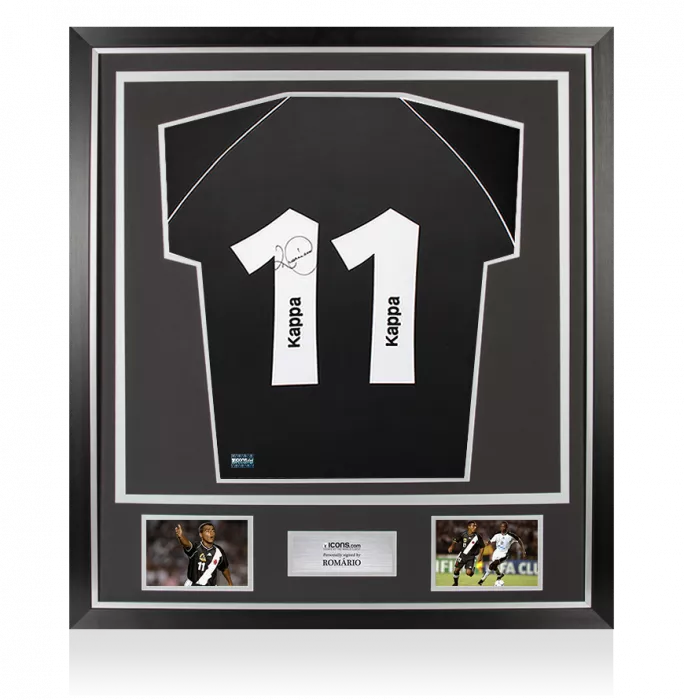 icons Romario Back Signed Vasco da Gama 2001 Away Shirt In Classic Frame