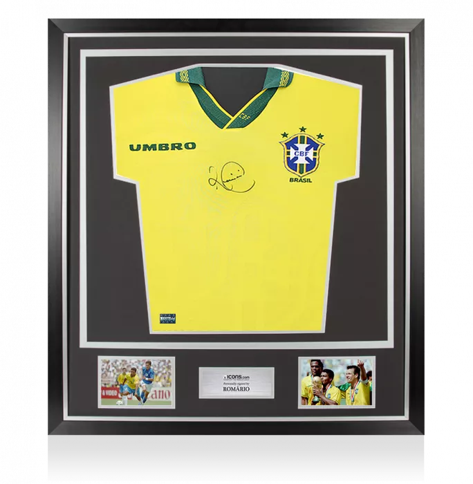 icons Romario Front Signed Brazil 1994 Home Shirt In Classic Frame