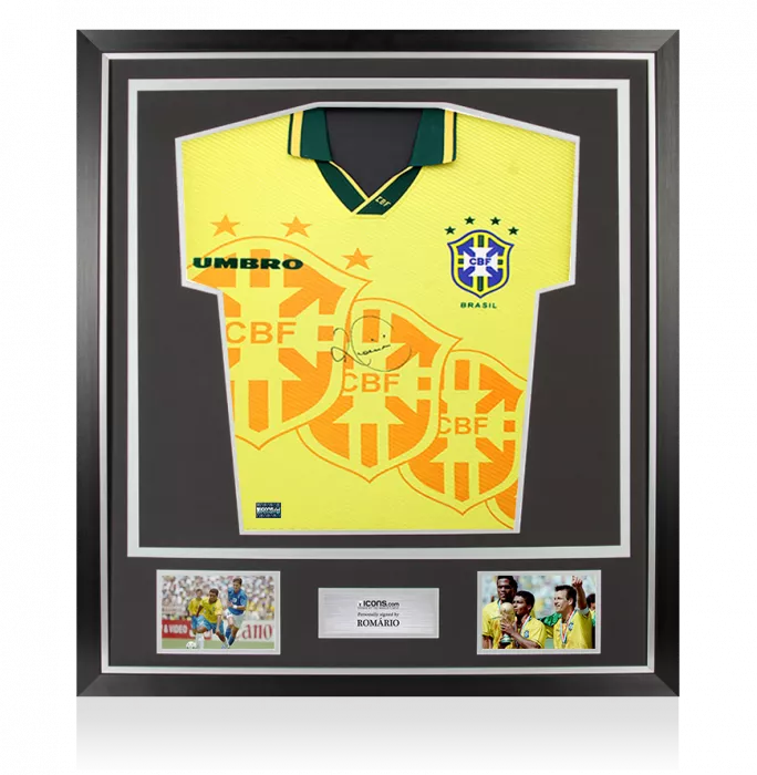 icons Romario Front Signed Brazil 1996 Home Shirt In Classic Frame