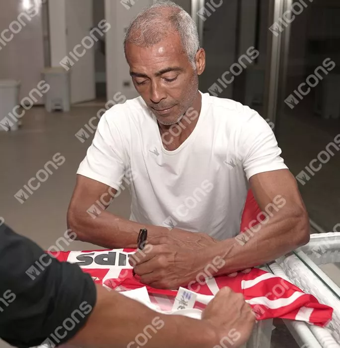 Icons Romario Front Signed PSV Eindhoven 1992-94 Home Shirt In Hero Frame: Option 1