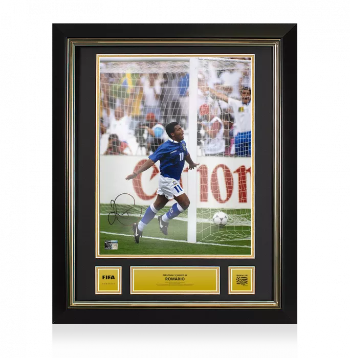 icons Romario Official 1994 FIFA World Cup™ Signed and Framed Brazil Photo: Quarter Final Goal v The Netherlands