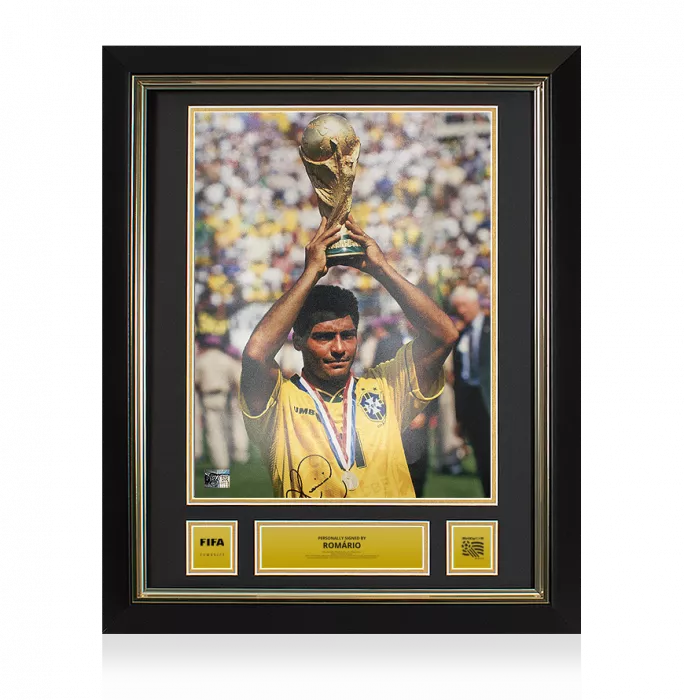 icons Romario Official 1994 FIFA World Cup™ Signed and Framed Brazil Photo: 1994 Winner