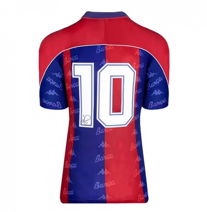 Icons Romario Official FC Barcelona Back Signed And Framed 1992-95 Home Shirt With Fan Style Numbers
