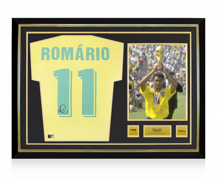 icons Romario Official FIFA World Cup™ Back Signed and Hero Framed Brazil 1970 Retro T-Shirt