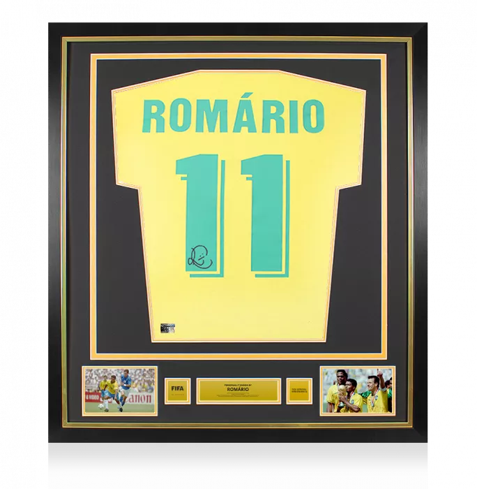 icons Romario Official FIFA World Cup™ Back Signed and Framed Brazil 1970 Retro T-Shirt