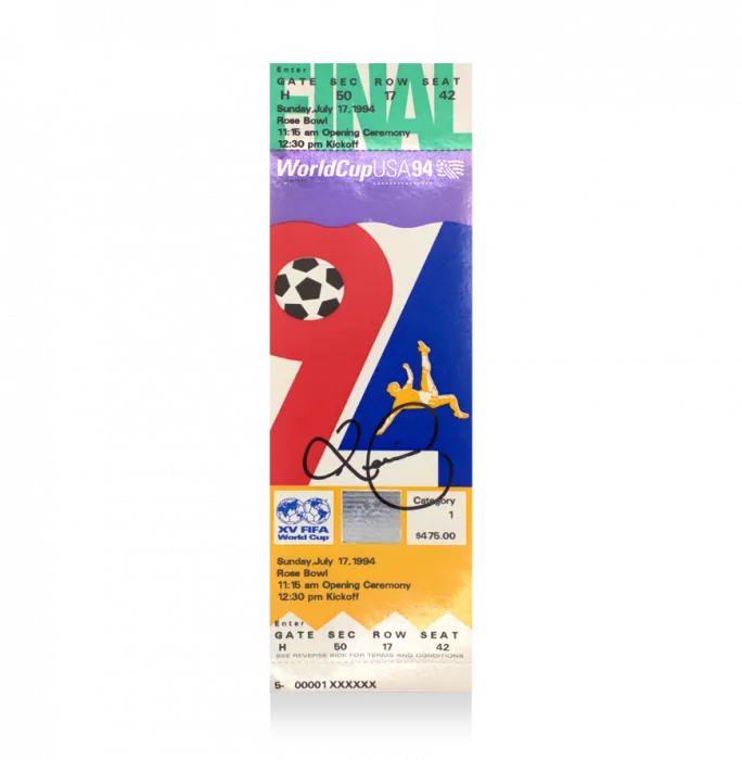 Icons Romario Signed And Framed 1994 FIFA World Cup Final Ticket