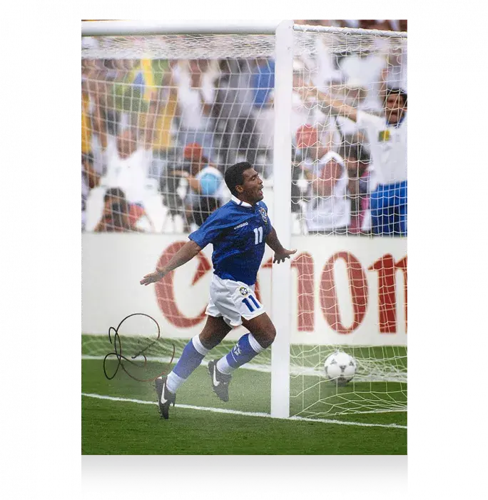 Icons Romario Signed Brazil Photo In Black Wooden Frame: 1994 FIFA World Cup Quarter Final Goal V Netherlands