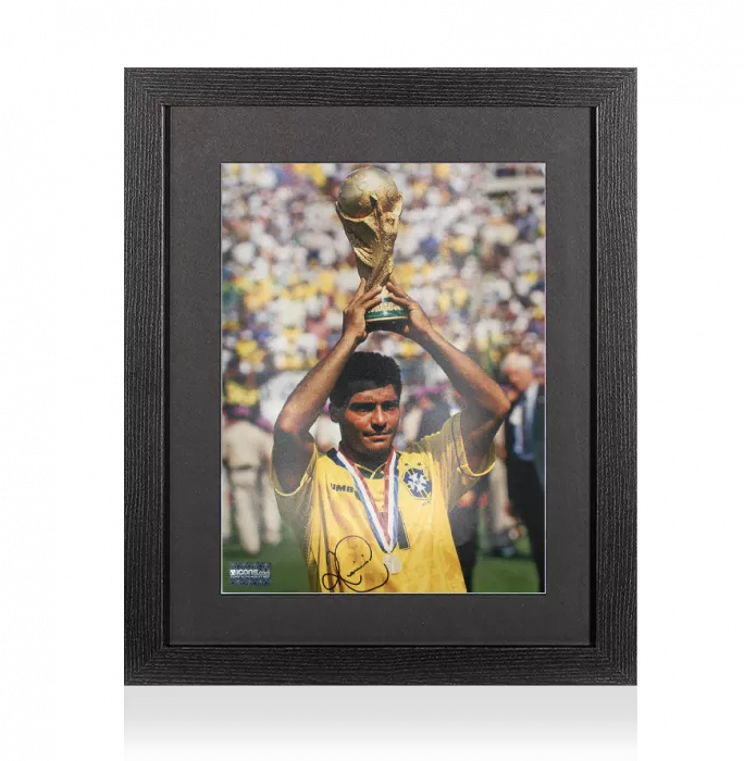 icons Romario Signed Brazil Photo In Black Wooden Frame: 1994 FIFA World Cup Winner