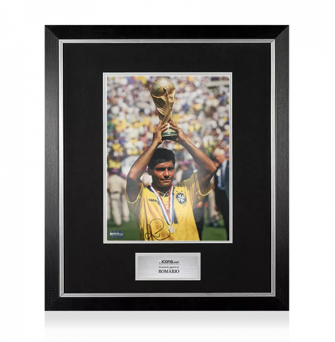 icons Romario Signed Brazil Photo In Premium Photo Frame: 1994 FIFA World Cup Winner