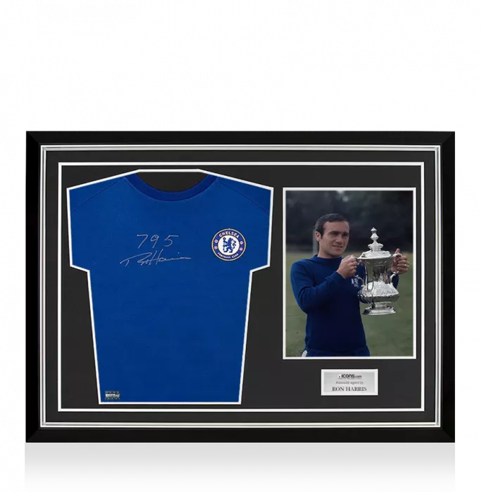 icons Ron 'Chopper' Harris Front Signed Chelsea Shirt: 795 Appearances Edition Home Shirt In Hero Frame: Option 1