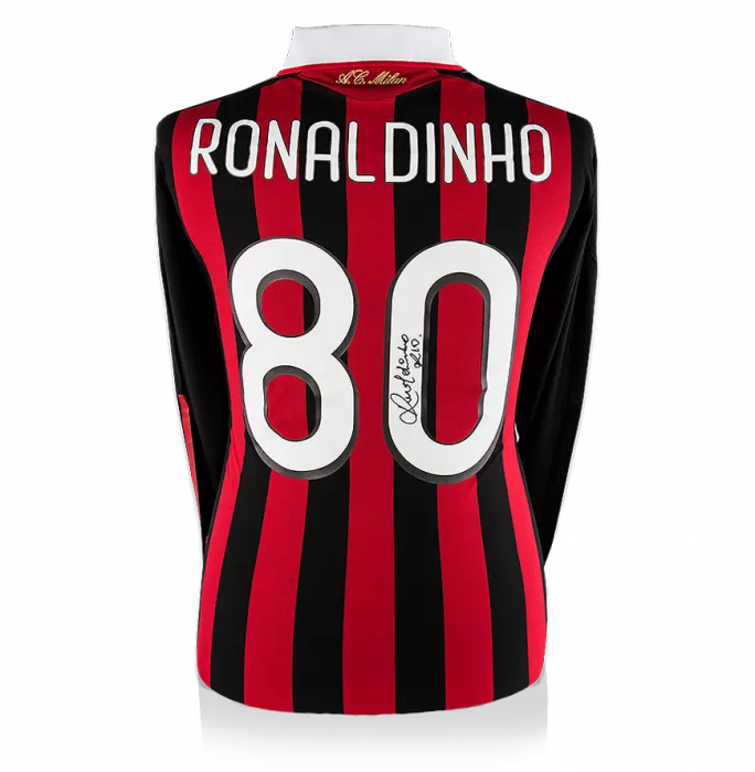 icons Ronaldinho Back Signed AC Milan 2009-10 Home Shirt
