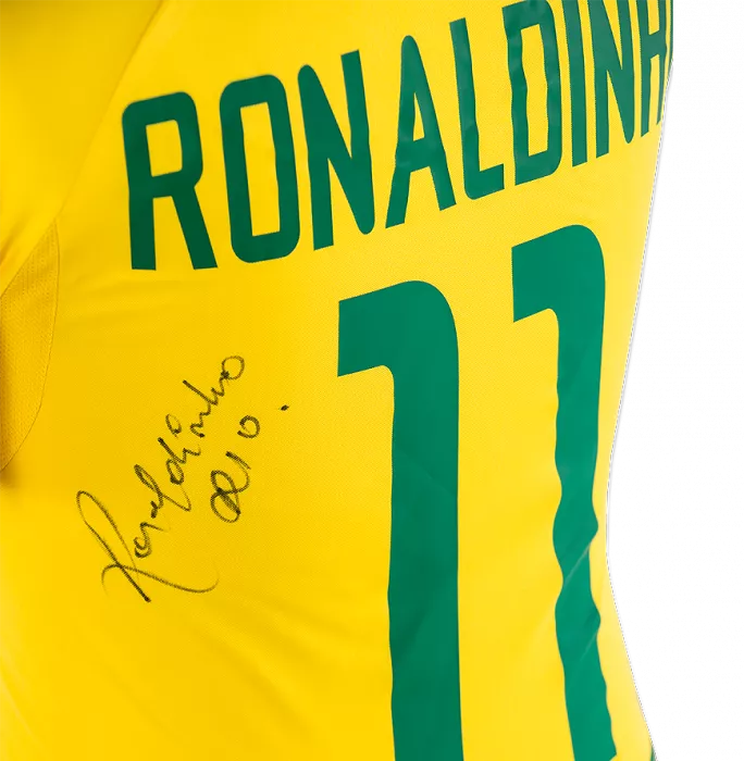 Icons Ronaldinho Back Signed Brazil 2002 Home Shirt