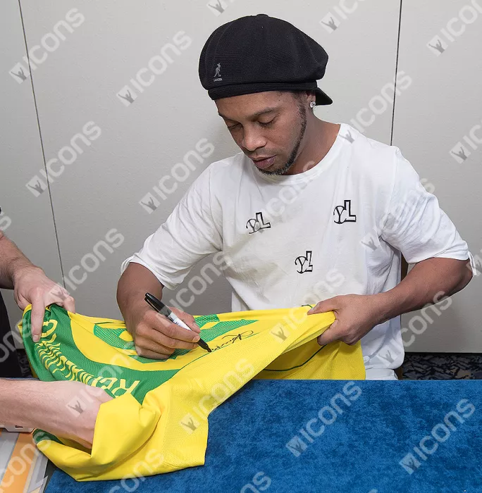 Icons Ronaldinho Back Signed Brazil 2004 Home Shirt