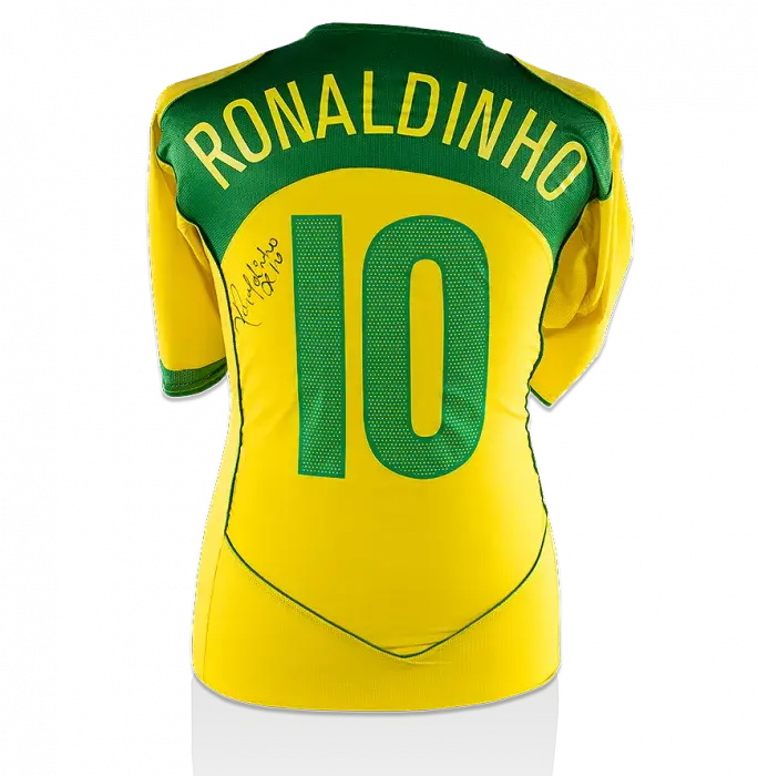 icons Ronaldinho Back Signed Brazil 2004 Home Shirt