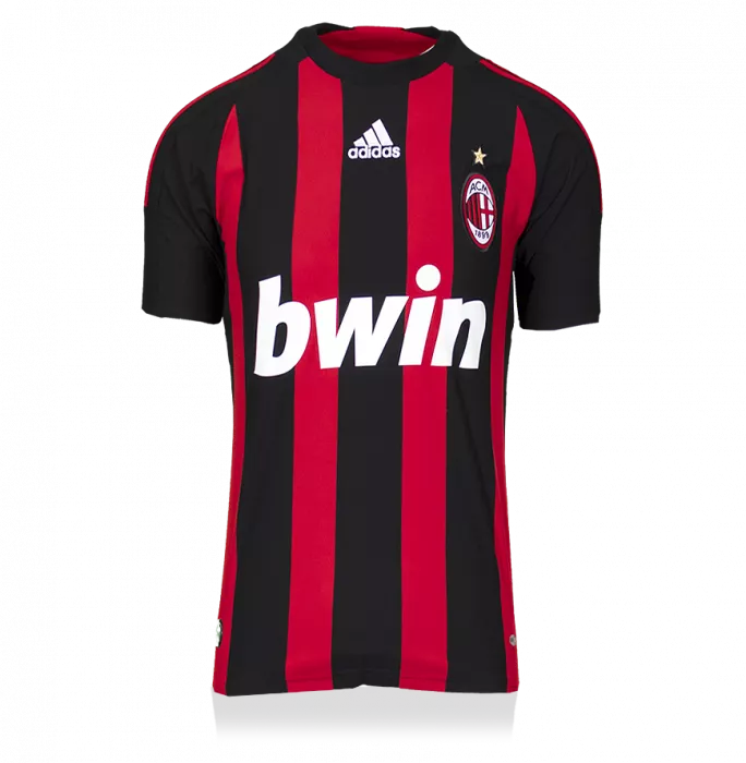 Icons Ronaldinho Back Signed Retro AC Milan Home Shirt With Fan Style Numbers
