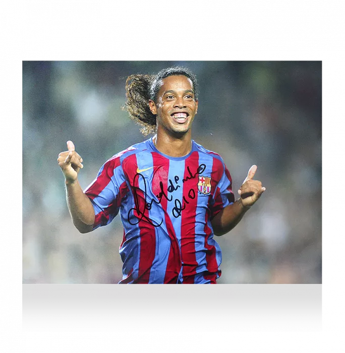 icons Ronaldinho Black Signed FC Barcelona Photo: Barca's Brilliant Brazilian