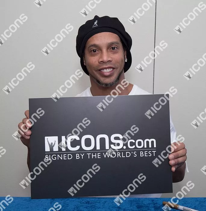 Icons Ronaldinho Front Signed Brazil 2004 Away Shirt In Silver