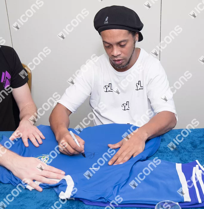 Icons Ronaldinho Front Signed Brazil 2006 Away Shirt