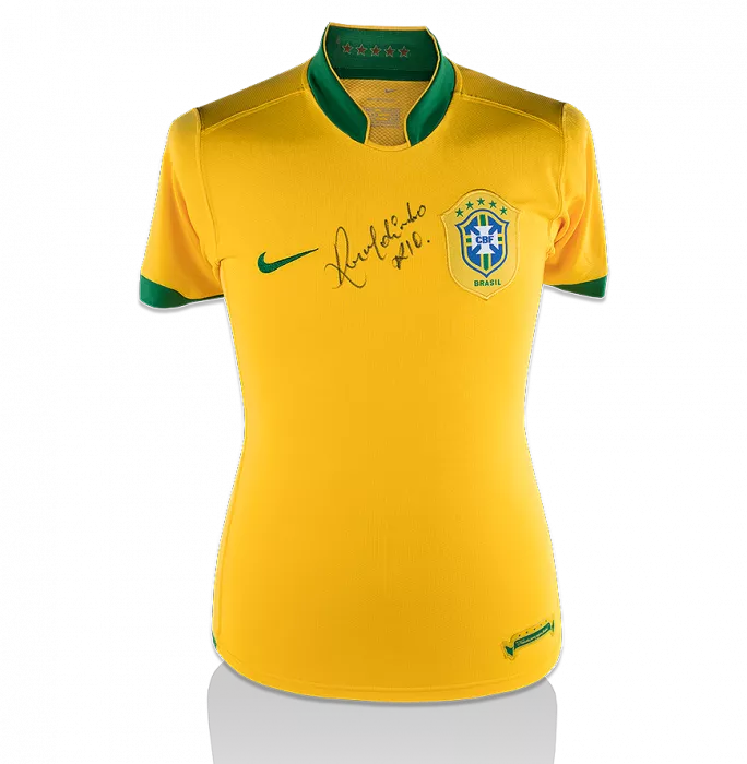 icons Ronaldinho Front Signed Brazil 2006 Home Shirt
