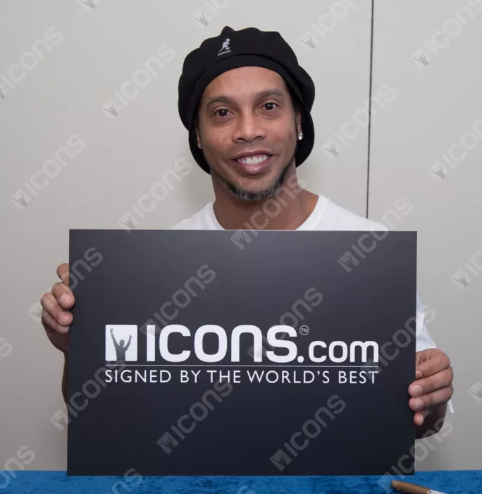 Icons Ronaldinho Official AC Milan Back Signed And Framed Modern Home Shirt With Fan Style Numbers